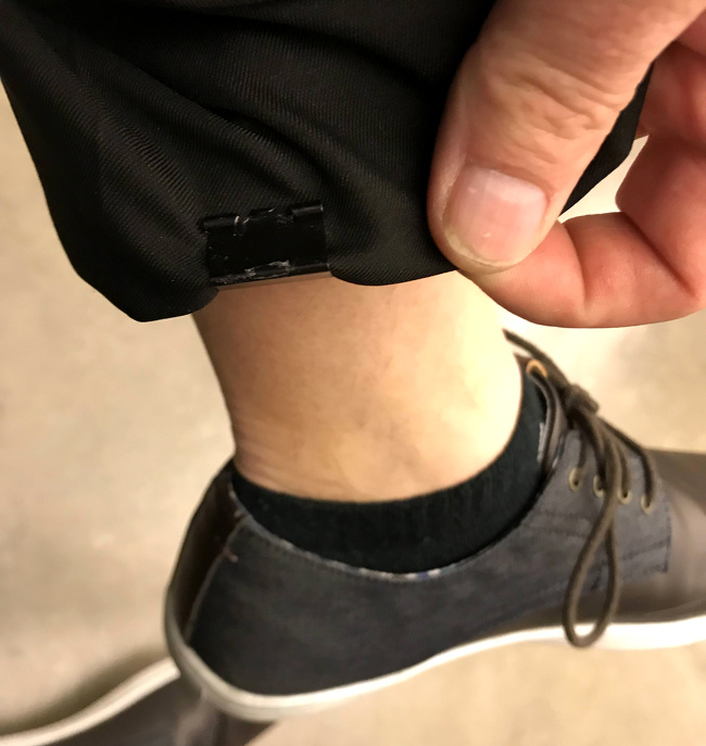 Use a small binder clip to keep your pants hemmed.