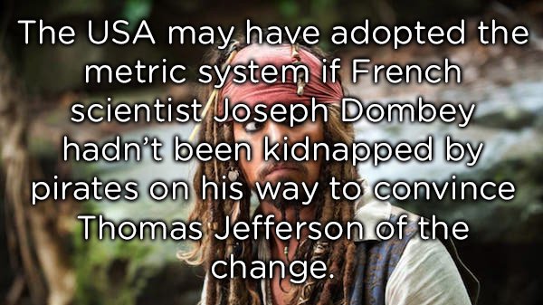 photo caption - The Usa may have adopted the metric system if French scientist Joseph Dombey hadn't been kidnapped by pirates on his way to convince Thomas Jefferson of the change.