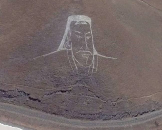 A portrait of Genghis Khan in Mongolia