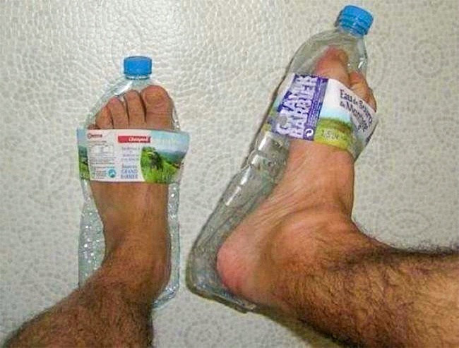 Making slippers out of plastic bottles