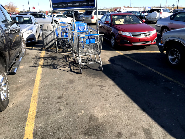 This sight near a supermarket shows that people are just way too lazy to put the cart back where they took it from.