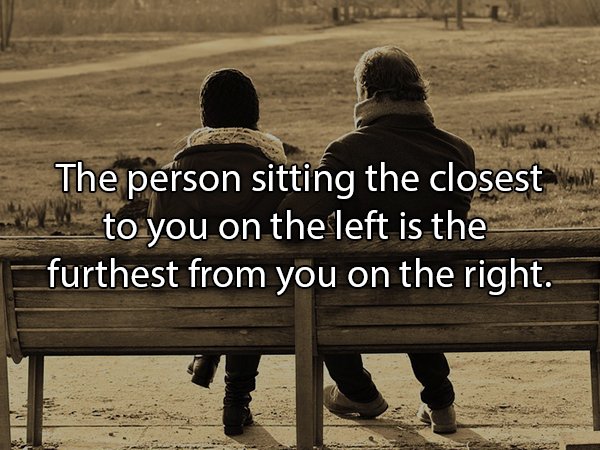 benefits options - The person sitting the closest to you on the left is the furthest from you on the right.