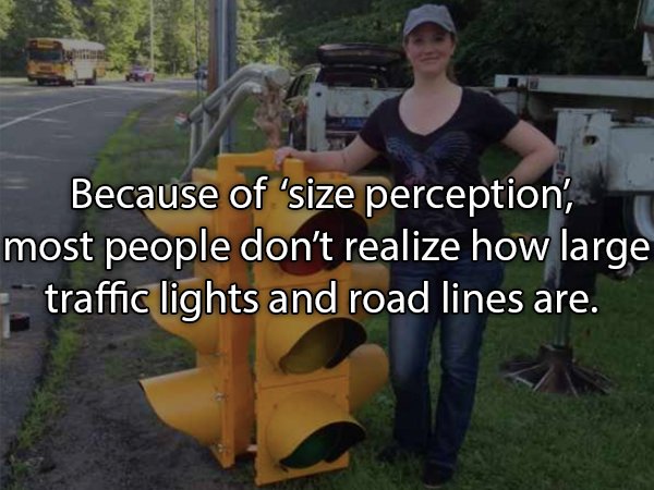 traffic light actual size - Because of 'size perception', most people don't realize how large traffic lights and road lines are.