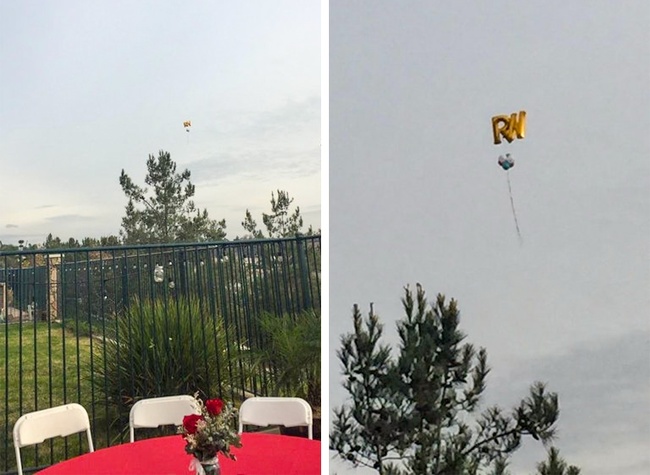 “My sister’s RN balloons flew away right before her grad party started.”