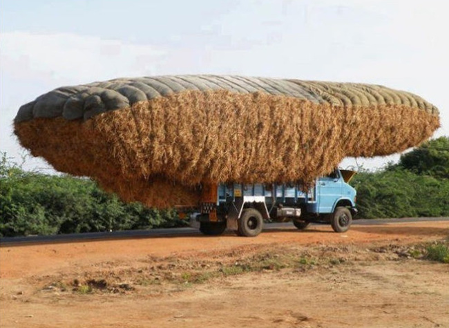 An overloaded truck in India