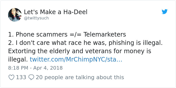 Al-Massari also took her time to clarify that it was not a telemarketer, but a scammer
