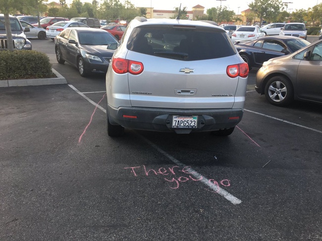 “I carried chalk in my car for 10 months JUST so I could do this once. Yesterday was the day.”