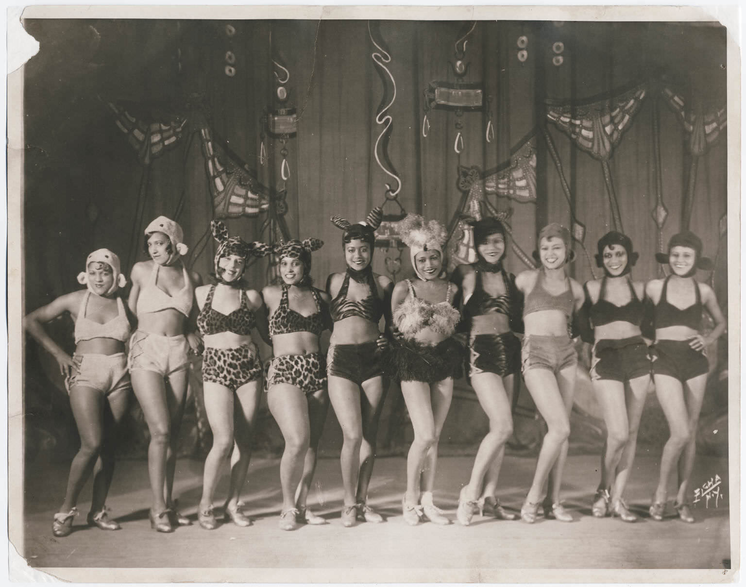 Black showgirls in feline costumes in NYC, US in 1922. They performed at white only clubs.