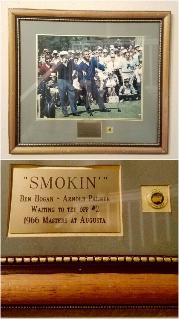 picture frame - Cheese "Smokin" Ben Hogan Arnold Palmer Waiting To Tee Off 1966 Masters At Augusta