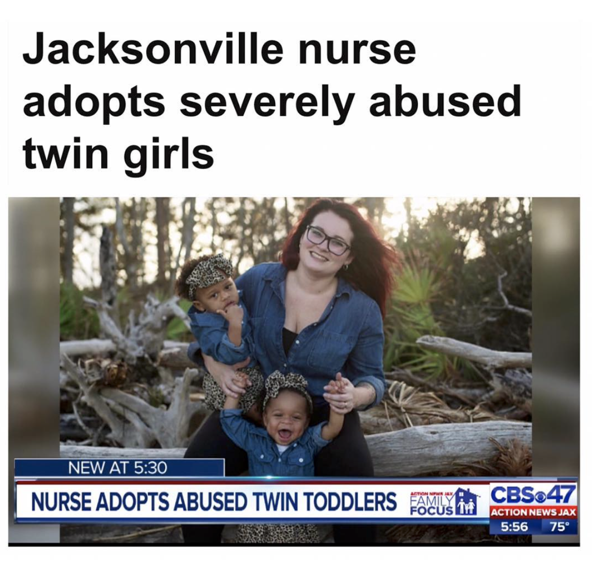 tree - Jacksonville nurse adopts severely abused twin girls New At Nurse Adopts Abused Twin Toddlers Fanusia CBS47 Action News Jax 75