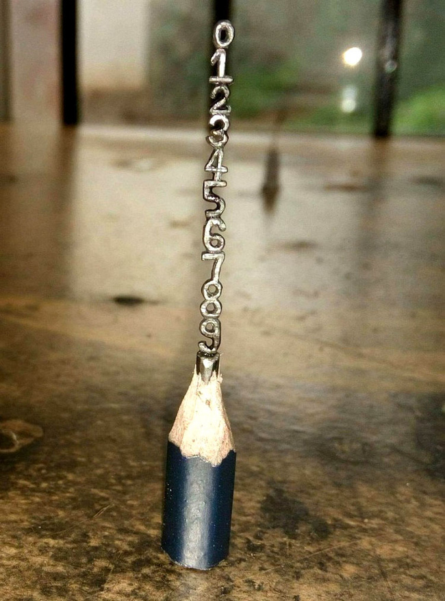Numbers carved out of pencil lead