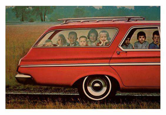 Nostalgic pic of a car trunk crammed full of kids
