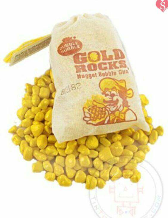 Nostalgic pic of a bag of Gold Rocks gum