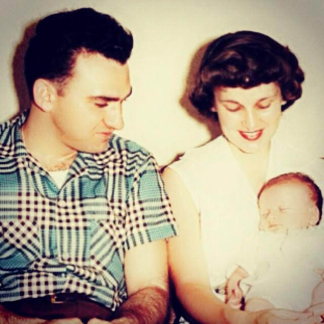 Tiny Madonna Louise Chiccone, in the arms of her mother Madonna Fortin and father Silvio 'Tony' Ciccone, 1958.