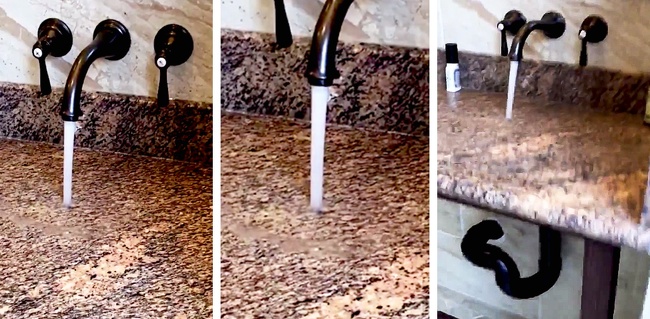 Water running onto the table? No, it’s just a bowless sink.