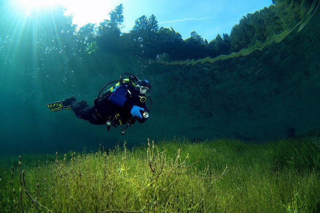 A “green” lake with pristine water in Austria