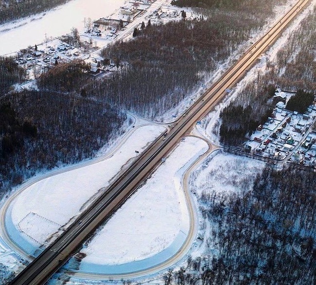 A guitar-shaped highway junction, Ufa, Russia