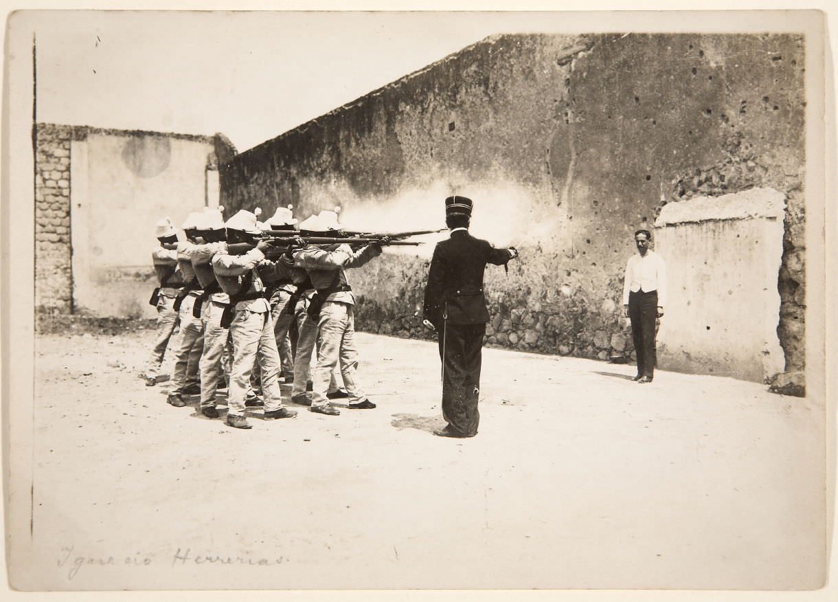 A rebel is about to be executed at the early stages of the Mexican Revolution in Mexico in 1910.