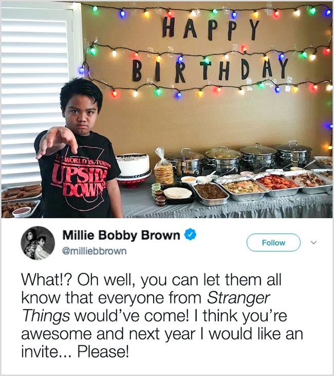 When no one came to this guy’s birthday, this Stranger Things actor cheered him up.