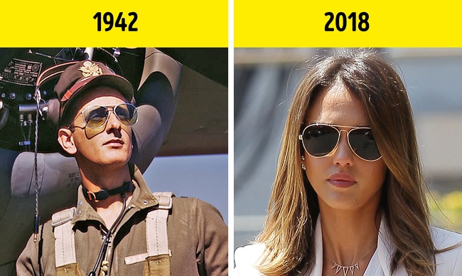 The name of these sunglasses is pretty logical. They were created in 1938 for American pilots and were available exclusively for them. The glasses’ popularity took off after World War II when ordinary Americans tried to copy war veterans who returned back home.