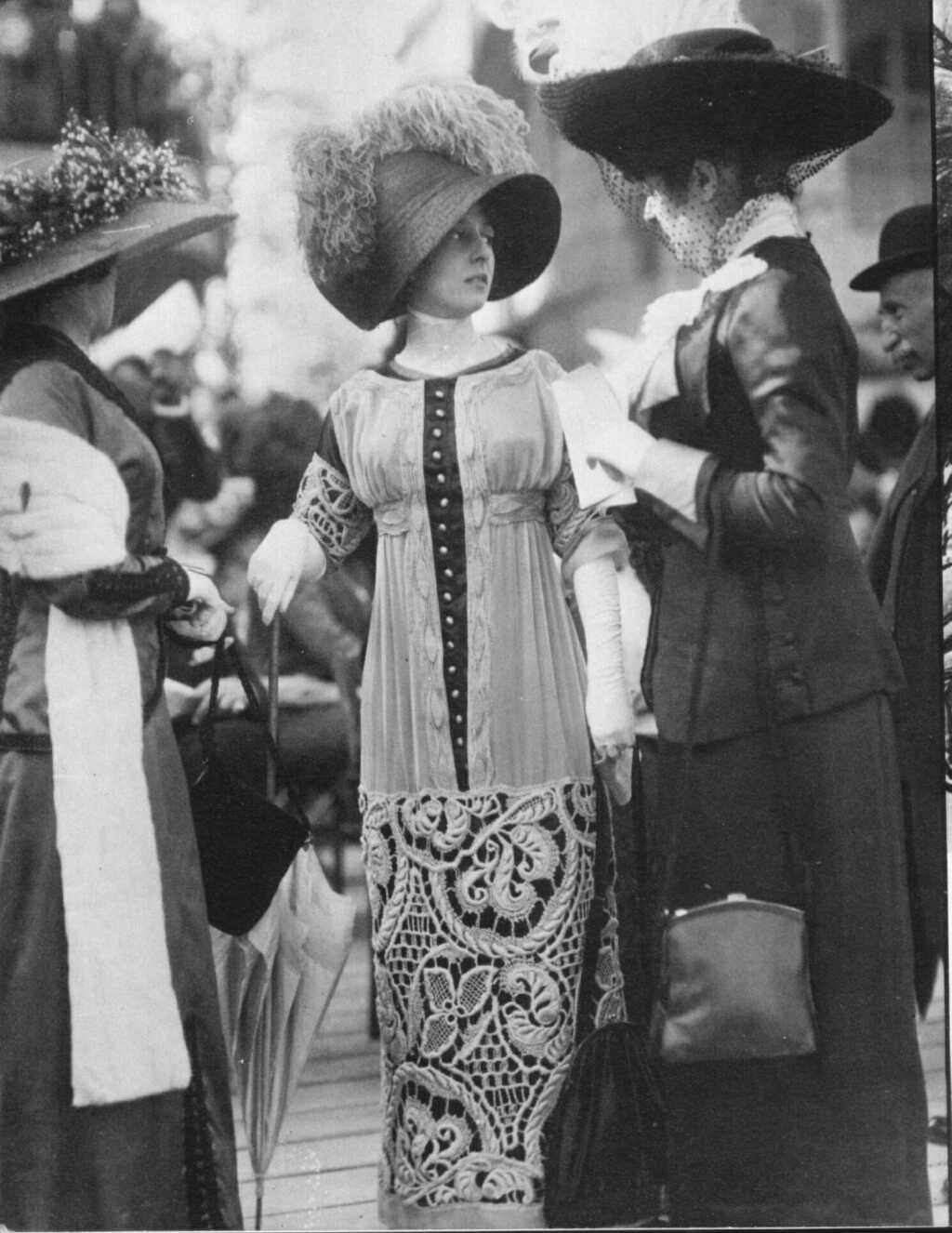 Women wearing high class fashion of the time in London, England in 1911.