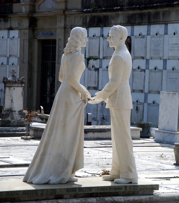 Together forever: a sculpture in a cemetery, Florence.