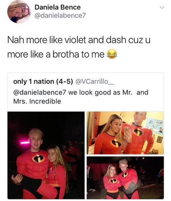 we look good as mr and mrs incredible - Daniela Bence Nah more violet and dash cuzu more a brotha to me only 1 nation 45 we look good as Mr. and Mrs. Incredible
