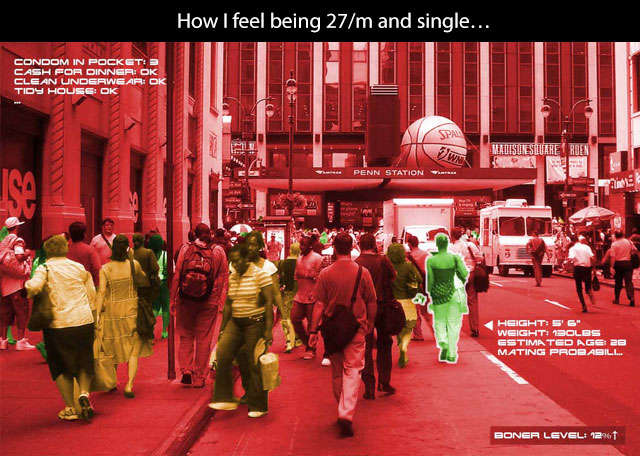 people on the street - How I feel being 27m and single... Condom In Pocket! Cash For Dinner Ok Clean Underwear Ok Tidy House Ok Mausuleshtuare Roen Penn Station Ta Height Weight Bolbs Estimated Age 26 Mating Probabill.. Boner Level 1291
