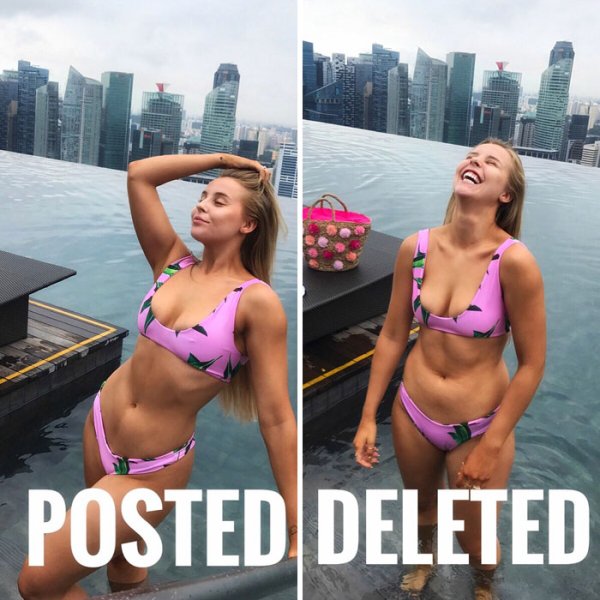 Beautiful woman shows how fake Instagram really can be
