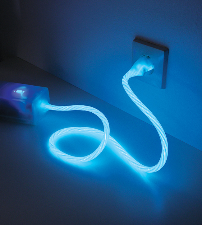 The <a href="http://www.poweraware.com/en/#feature">Power Aware Cord</a> is a visual reminder of when electricity is being used. The intention was to help us waste less energy, and have made a really cool looking product in the process. 