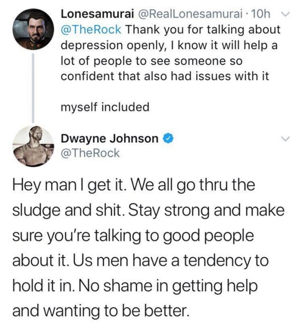 wholesome meme about twenty one pilots homophobic - Lonesamurai 10hv Thank you for talking about depression openly, I know it will help a lot of people to see someone so confident that also had issues with it myself included Dwayne Johnson Hey man I get i