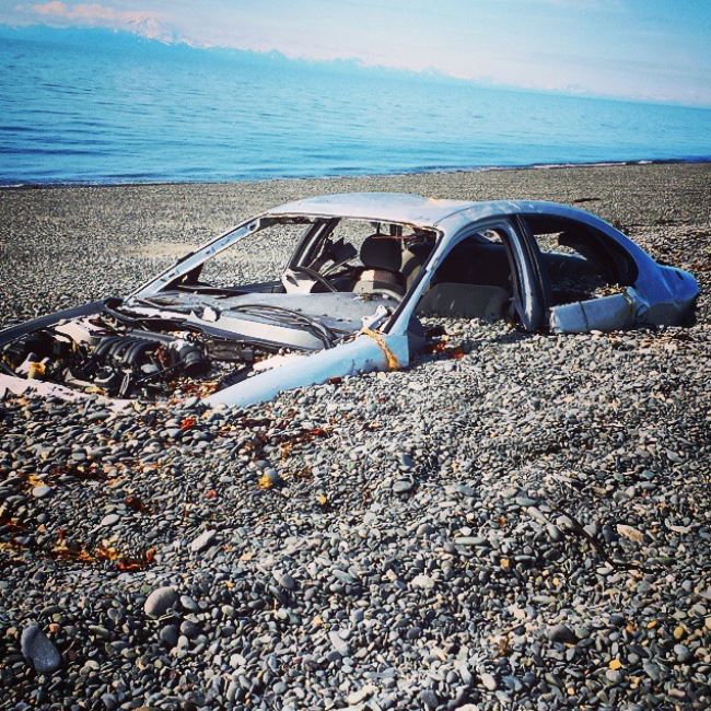 A car stuck in Alaska