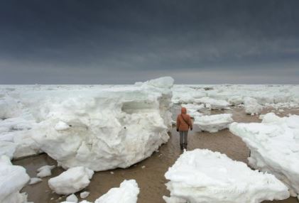A huge chunk of ice at Cape Cod, Massachusetts