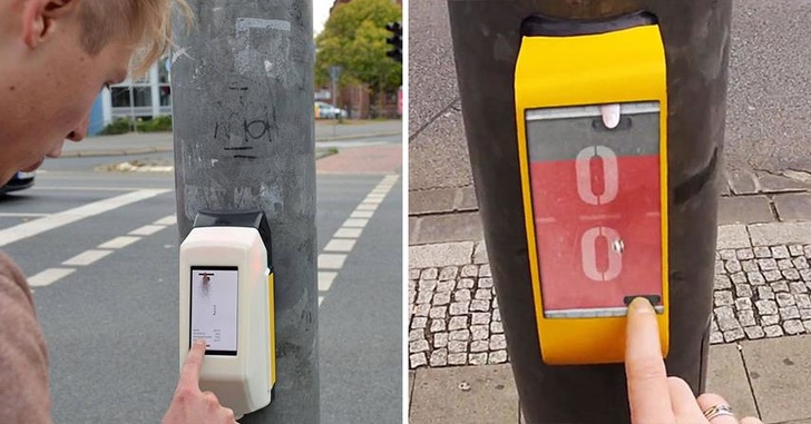 Play a ping-pong game while waiting at a crosswalk.