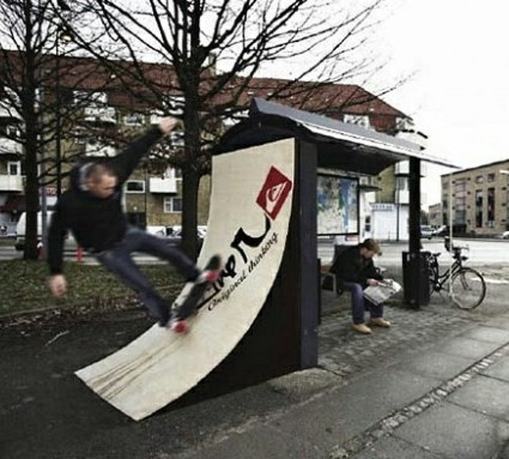 A bus stop for skaters