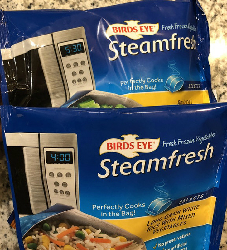 Each Steamfresh bag has the cook time on the microwave for what you are cooking.