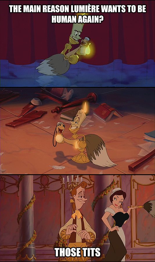beauty and the beast lumiere meme - The Main Reason Lumire Wants To Be Human Again? Those Tits