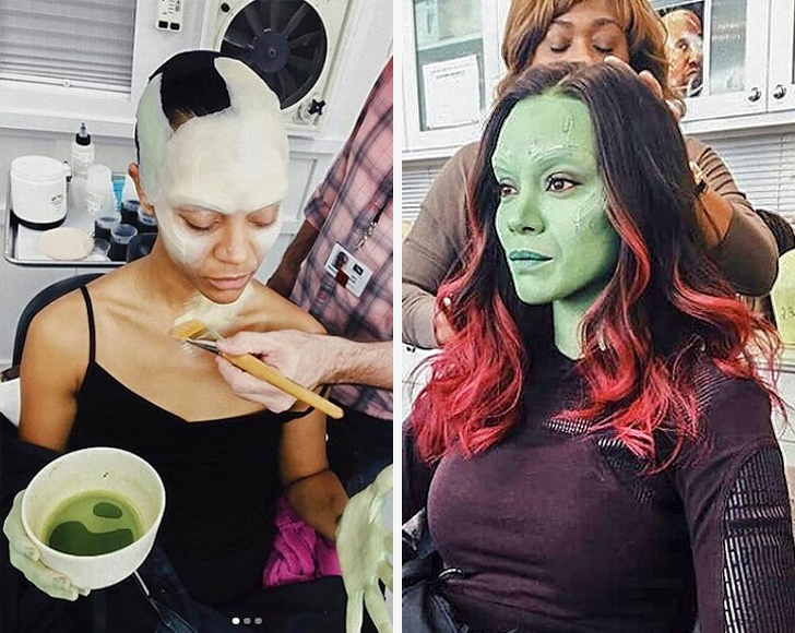 Zoe Saldana’s makeup for Guardians of the Galaxy