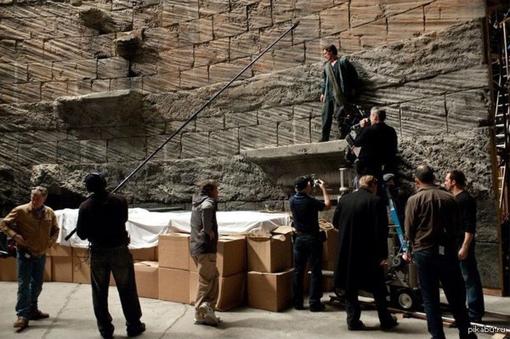 On the set of The Dark Knight. It wasn’t that high!