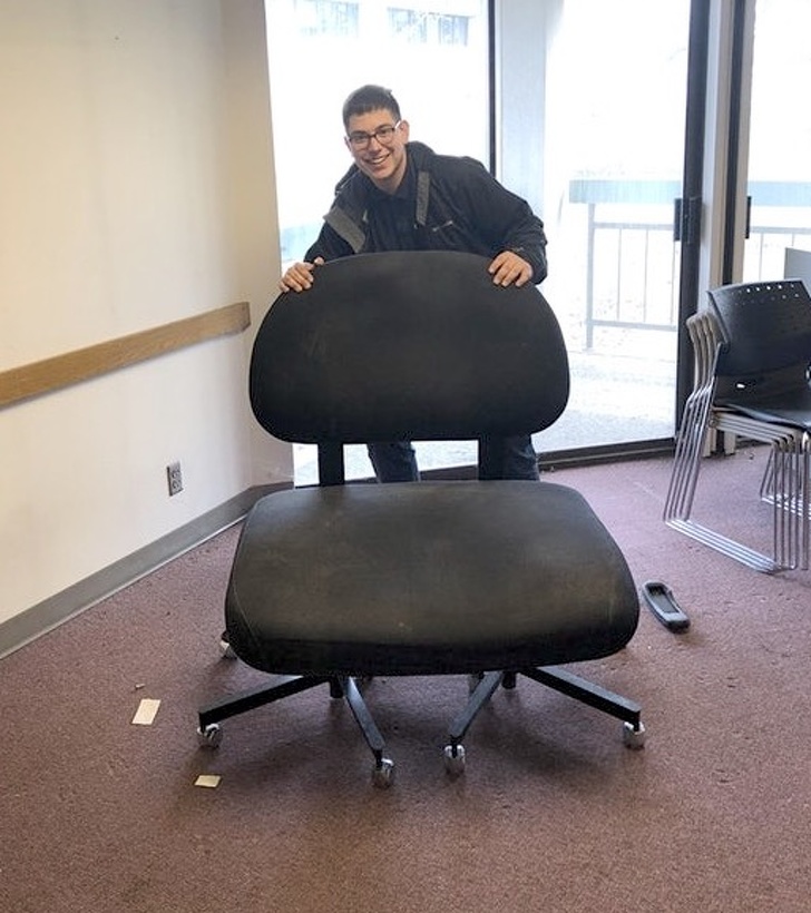 “I found a ridiculously large chair at work today.”