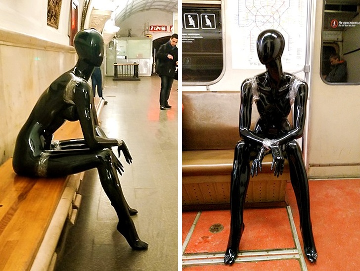 “I work as a delivery guy and I had to move a mannequin from one store to another via subway.”