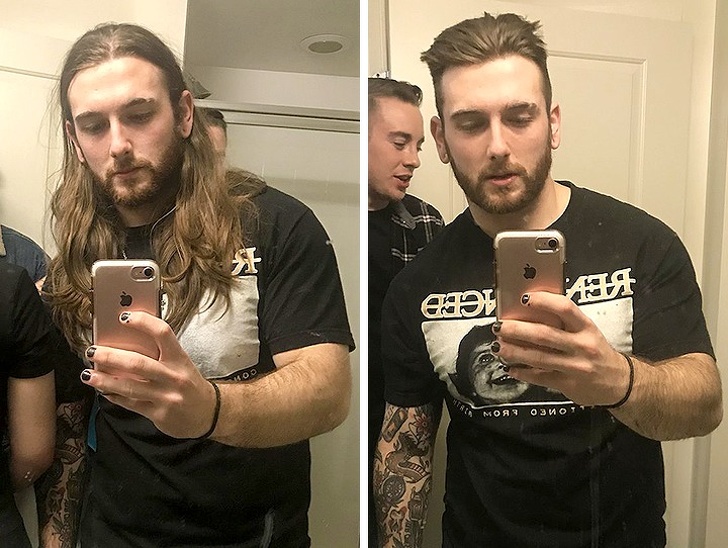 “Got drunk, cut all my hair off and sent it to charity.”