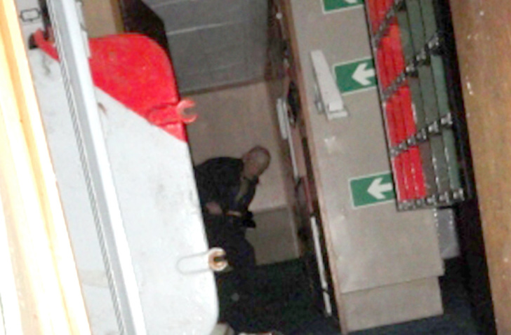 This photo was taken on an abandoned ship. There were no outsiders on the vessel and the following police investigation didn’t bring any results. It’s not possible to get on or off the ship without being caught by CCTV. Who is this man with an axe?