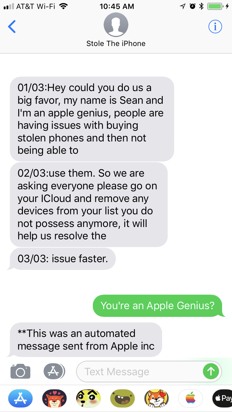 Phone Thief Asks Owner To Disable His Phone From The iCloud 