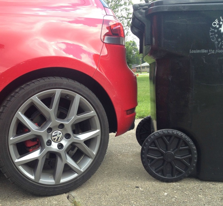 “My car and garbage can have the same wheels.”