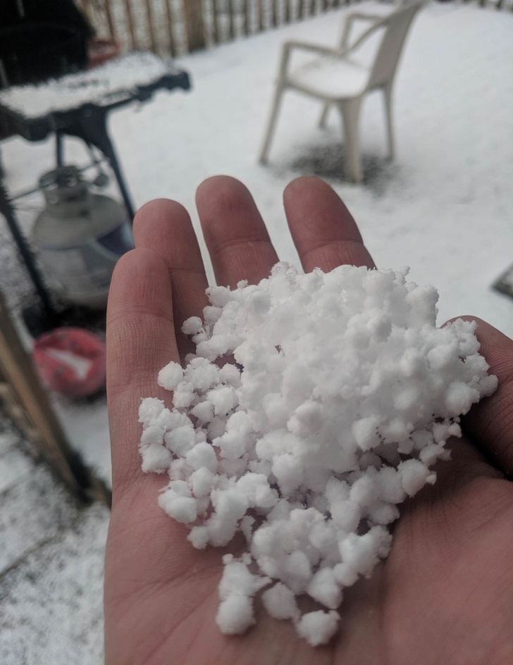 It snowed mini-snowballs.