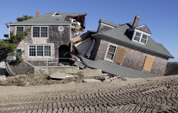 This picture taken in Bay Head, New Jersey is yet another example of the destructive effects of Hurricane Sandy. Built on a cliff, this house couldn’t remain standing once flood waters swept away much of the ground on which it stood.