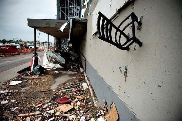 A chair became lodged in a Joplin, Missouri building wall after a devastating tornado back in 2011.