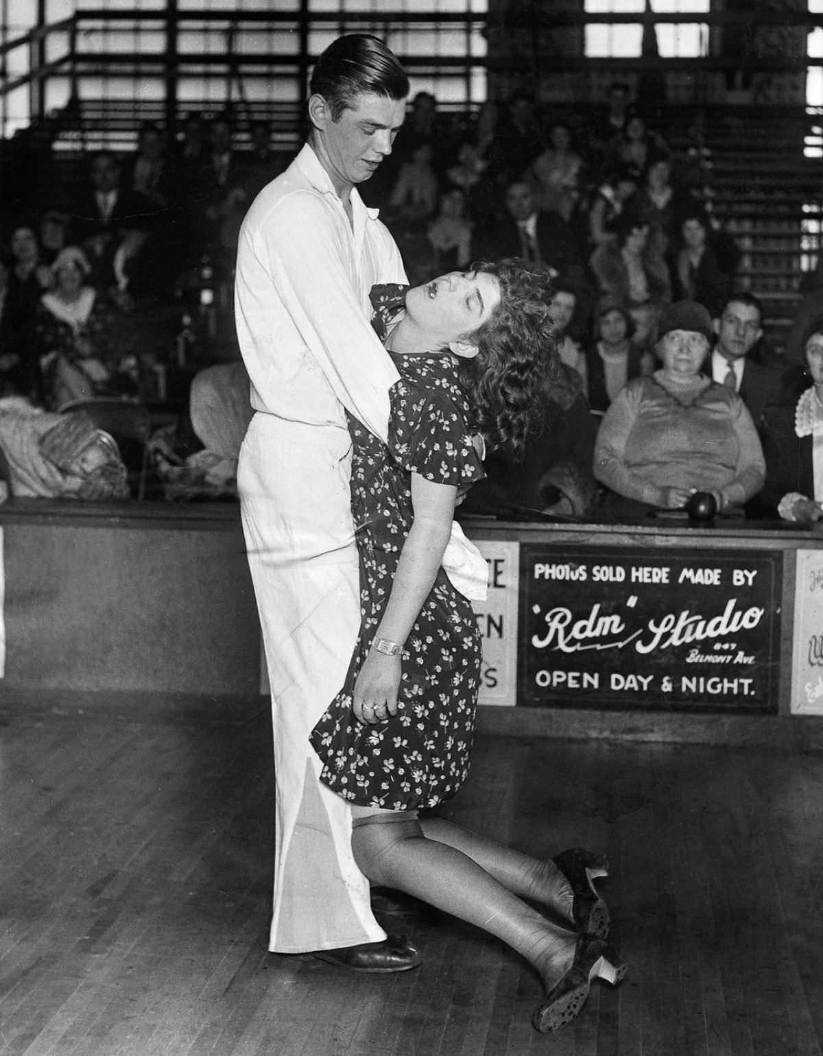 A dance until you drop contest in the US in 1947. You danced until you couldn't stand anymore and were eliminated if your knees touched the ground.