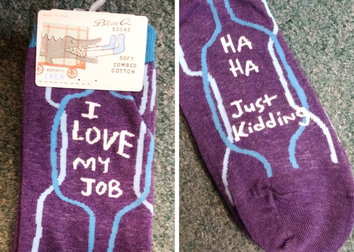 “My boss just gave me these socks for Christmas.”